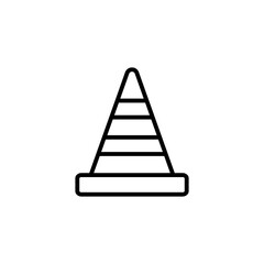 Outline road traffic cone icon illustration vector symbol. Pylon, traffic cone icon vector, filled flat sign, solid pictogram isolated on white. Symbol, logo illustration.