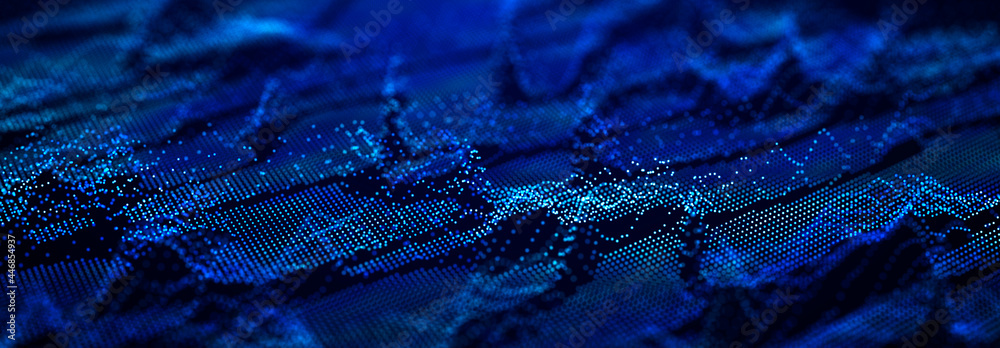 Poster Big Data visualization. Data technology illustration. Science background. 3D