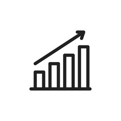Growth chart icon. Grow diagram flat vector illustration. Simple flat financial growth chart icon or symbol. Growing bar graph icon in black on a white background. Vector illustration