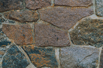 The texture of a wall is made of large cobblestones.