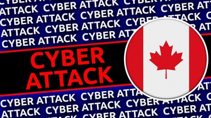 Canada Circular Flag with Cyber Attack Titles - 3D Illustration