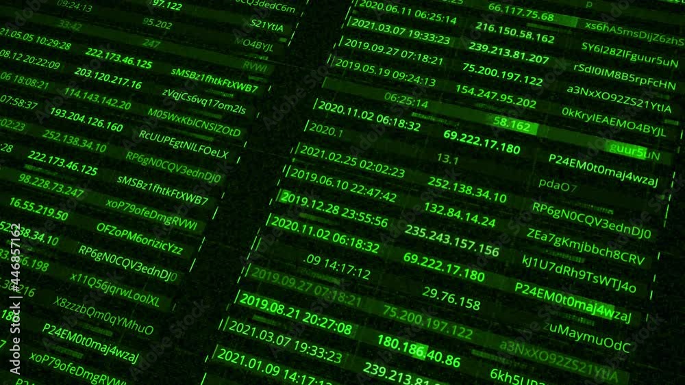 Aufkleber ip addresses and passwords. animation. generation of all passwords and addresses of network users in