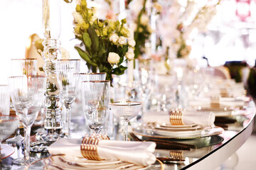 wedding decorations. decoration for weddings and parties. festive table setting.