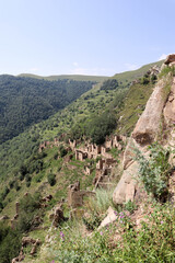 Fototapeta na wymiar Rocks and ruins - picturesque landscape of Gamsutl, Dagestan