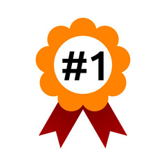 Vector yellow-red award with number one on a white background