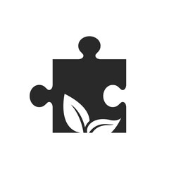 puzzle piece with leaf. eco solutions icon. eco friendly, ecology and environment symbol. isolated vector image