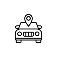 Pin map navigation with car icon vector. car location icon design element on white background. Automotive pointer. Vehicle locator. Delivery and car shop concept.vector icon Taxi sign.