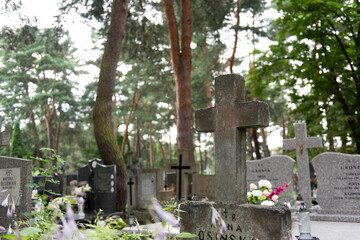 Naklejka premium Traditional old polish cemetery, eastern europe cemetery