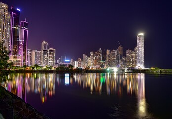 city skyline at night