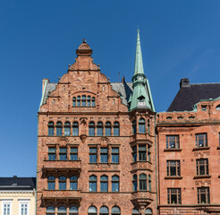 Obraz premium Lejonet Pharmacy building at Stortorget Square - the oldest pharmacy of Sweden - Malmo, Sweden