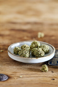 70s looking cannabis still life