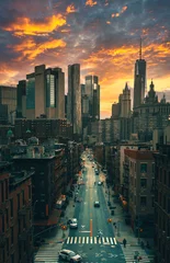 Fotobehang New York City street beautiful travel buildings people traffic © Cavan