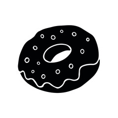 Vector hand drawn doodle sketch black donut isolated on white background