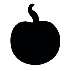 Vector hand drawn pumpkin silhouette isolated on white background