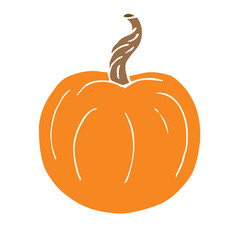 Vector colored hand drawn doodle sketch pumpkin isolated on white background