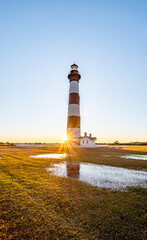 Bodie Island Lighthouse is located at the northern end of Cape Hatteras National Seashore, North Carolina , USA.
