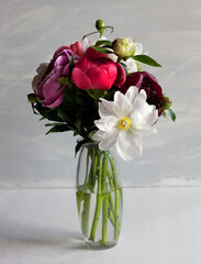 Pink and white peony bouquet