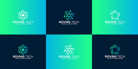 rotating technology logo, icon and business card design