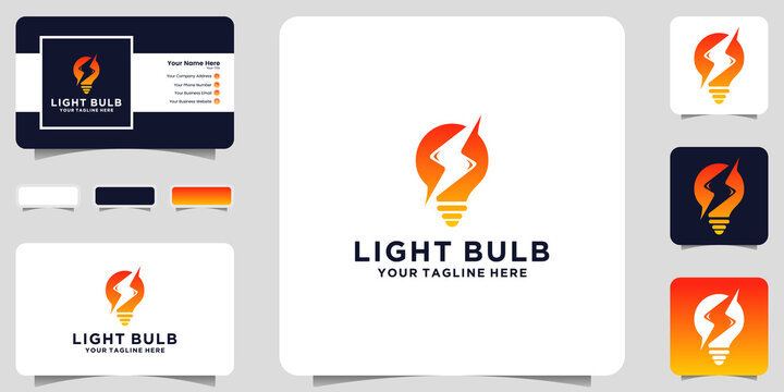 Light bulb logo design inspiration and electric voltage and business card inspiration