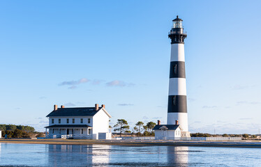 Bodie Island Lighthouse is located at the northern end of Cape Hatteras National Seashore, North Carolina , USA.