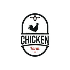 Chicken Rooster Poultry Farm Vintage Badge logo design inspiration