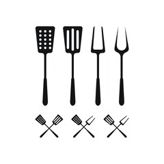 Spatula and Fork for BBQ Grill, Barbeque logo design