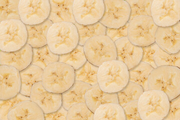 Bannana fruit slices natural juicy background.