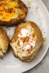 Overhead photo of baked potatoes