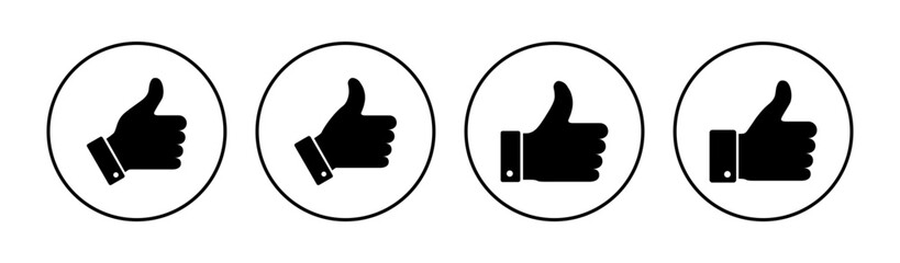 Thumbs up icon set. Hand like. Like icon vector.