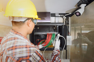 Network in control room for design.CCTV internet protocal Camera