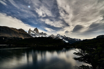 night of stars in the Fitz Roy hill in Patagonia Argentina