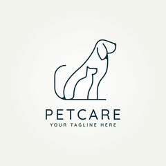 pet care minimalist line art logo icon template vector illustration design. simple modern pet shop, veterinary clinic, hospital, shelter logo concept