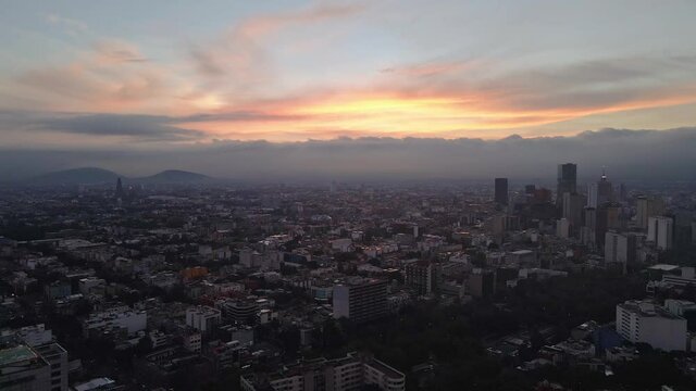 mexico city from the air during sunrise