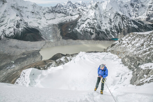 Island Peak with glacier lake in the background