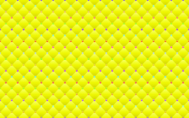 Yellow luxury background with colorful beads and rhombuses. Seamless vector illustration. 