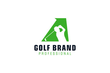 Letter A for Golf logo design vector template, Vector label of golf, Logo of golf championship, illustration, Creative icon, design concept