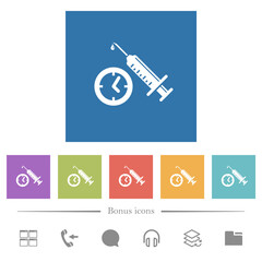 Vaccination appointment flat white icons in square backgrounds