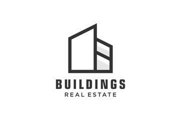 Letter O Simple modern building architecture logo design with line art skyscraper graphic