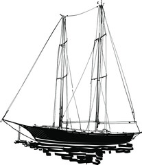 the vector sketch of the ship on the sea