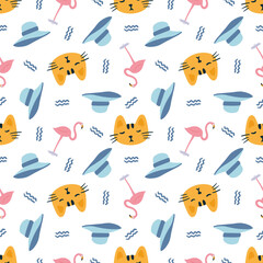 Seamless pattern with icons and design elements