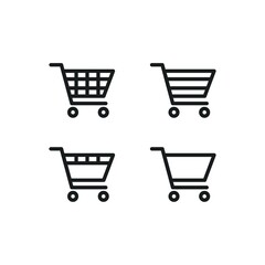 Shopping cart icon set.Shopping cart icon design collection.Vector black shopping cart icons set. Vector illustration in flat stile