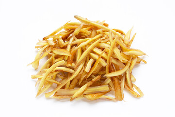 Sliced finger root on white background.