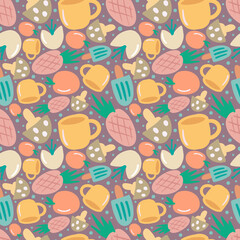 unique pattern of food and cup