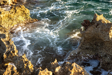 Natural Landscapes of Ognina Beach (Spiaggia di Ognina) in Syracuse, Sicily, Italy.