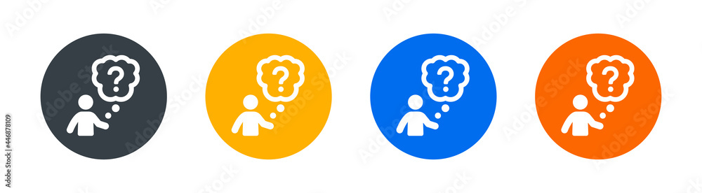 Poster Thought bubble with question mark icon vector illustration. Thinking symbol