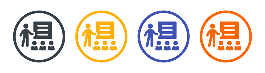 Teacher teaching student in classroom icon. Education concept