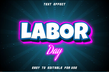 Labor Day Editable Text Effect Emboss Retro Style