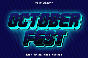 October Fest Editable Text Effect Emboss Neon Style