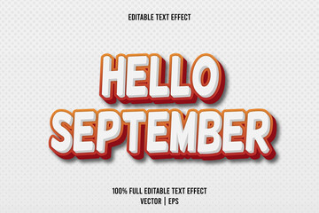 Hello september editable text effect emboss cartoon style