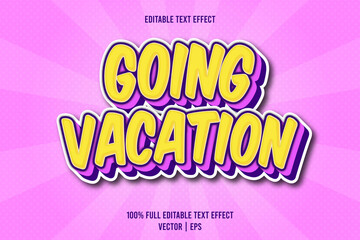 Going vacation editable text effect emboss cartoon style